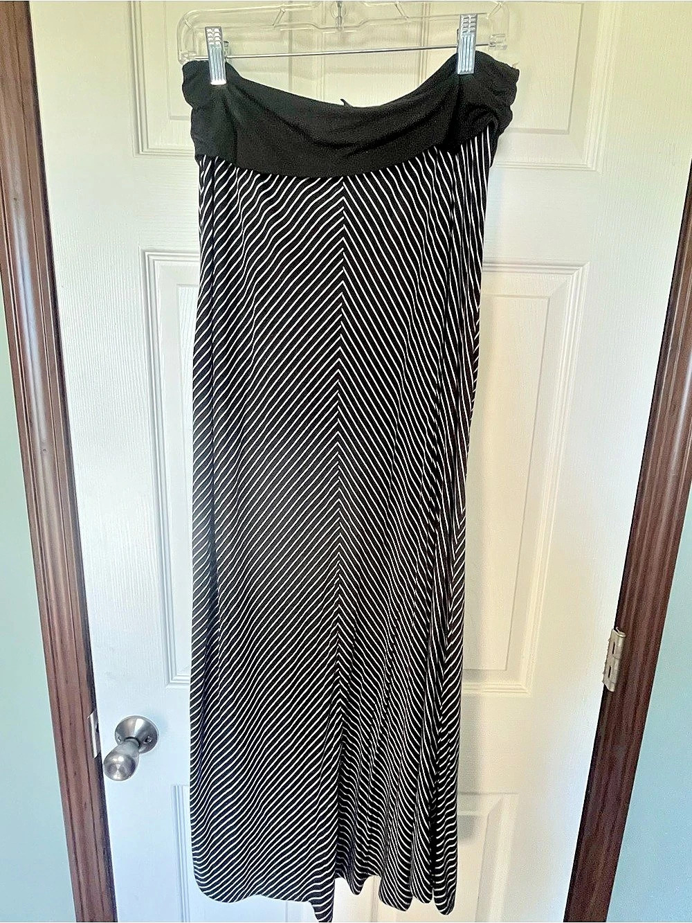 Gap Foldover Striped Maxi Skirt Black & White Size Medium